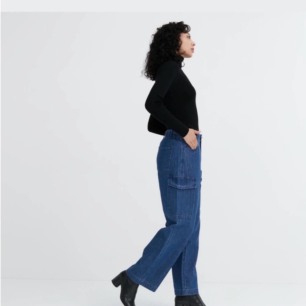 Uniqlo Japan Denim Wide Straight Cargo Pants
